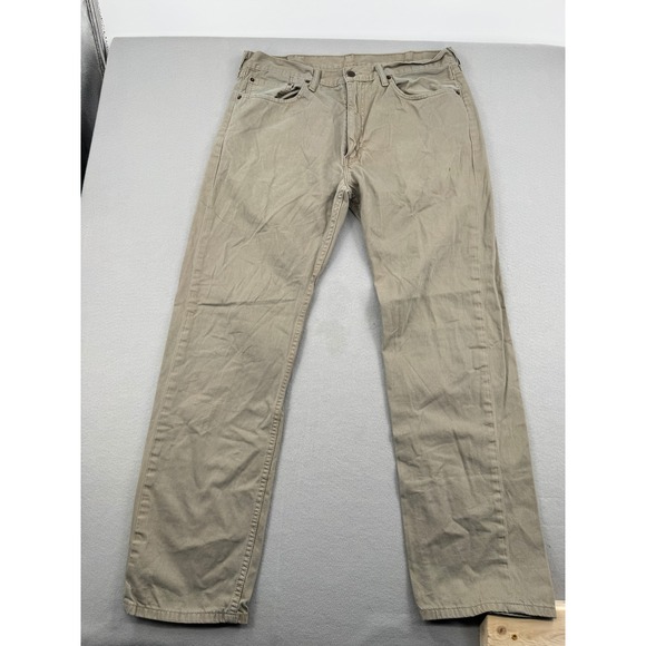 Levi's Other - Distressed Levis 505 Regular Fit Khaki Tan Cotton Jeans Mens 38x34 (38x33)